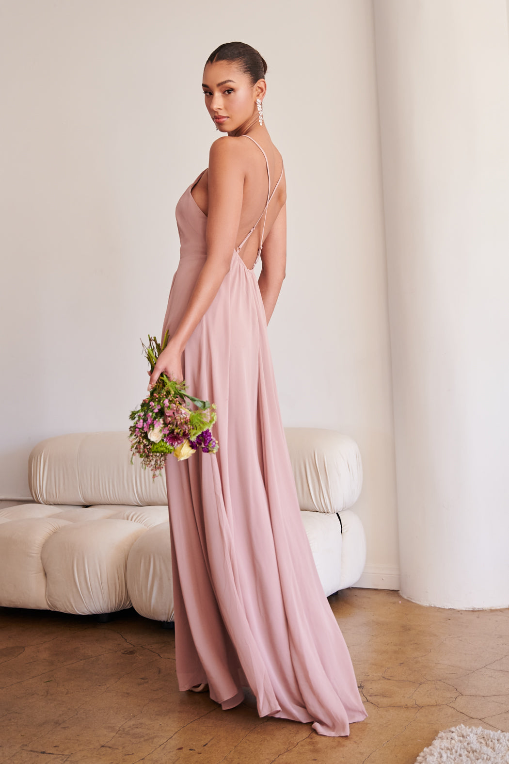 Adelyn Criss Cross Back Maxi Dress Blush / X-Small