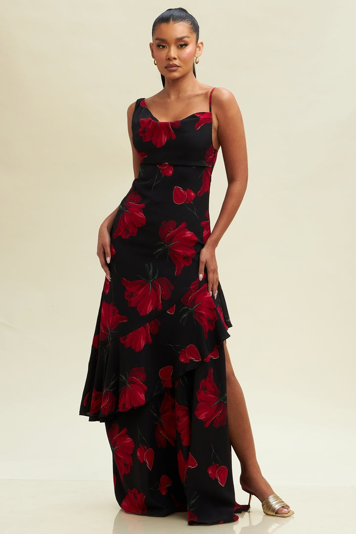 knee length dresses for ladies Alondra Chiffon Tiered Maxi Dress