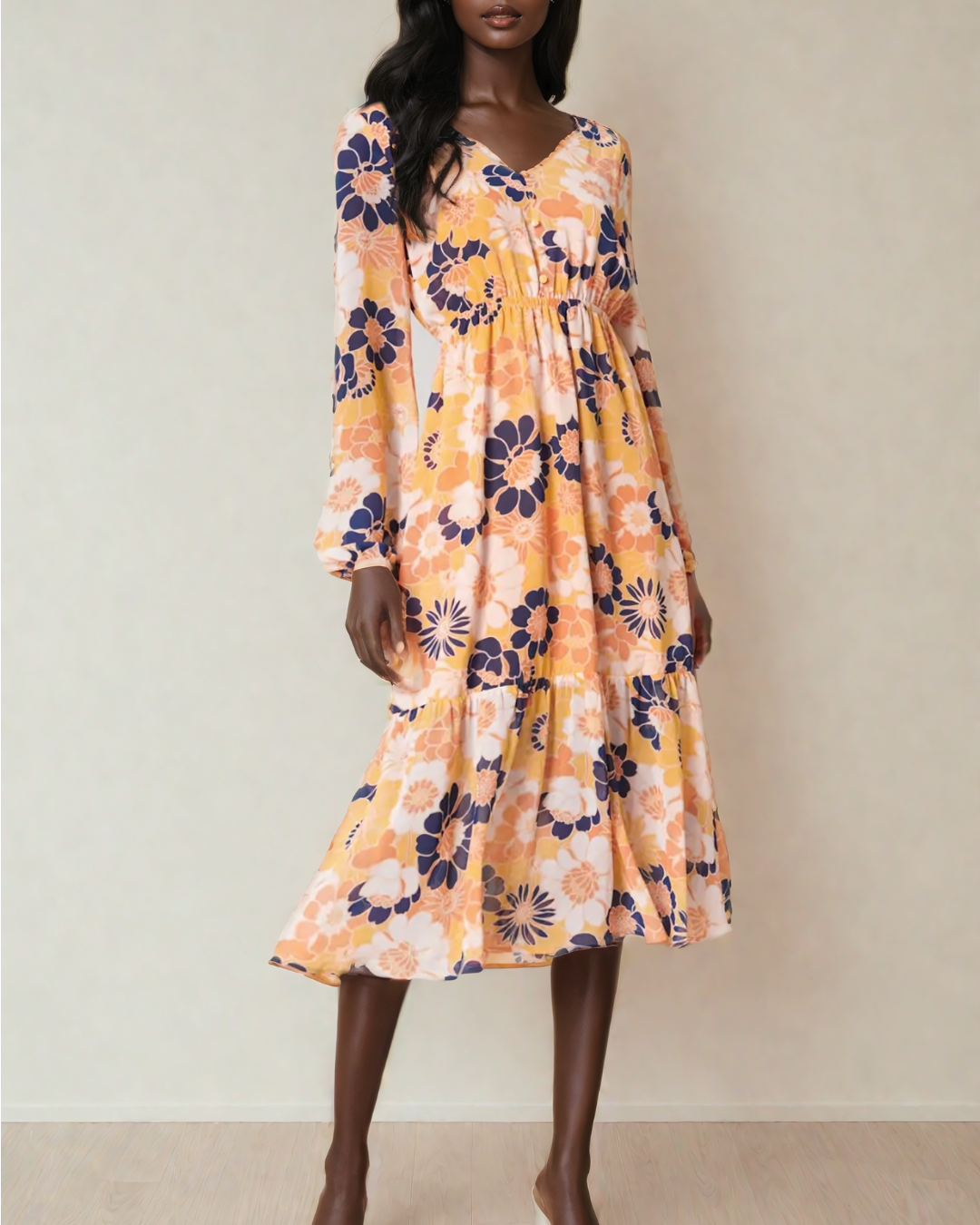 Blossom Boho Midi Dress – AHZURI