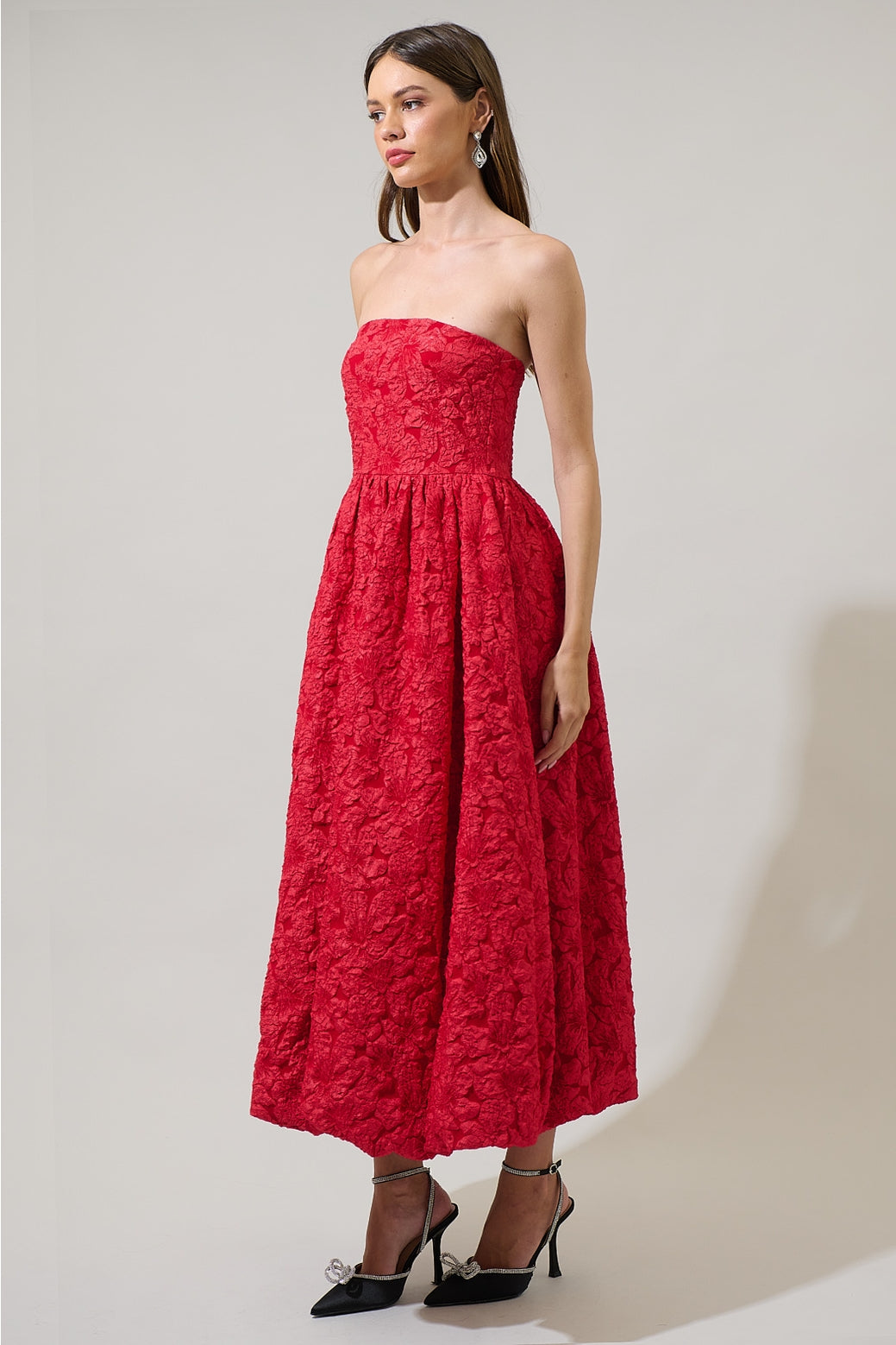 Francesca Jacquard Strapless Maxi Dress – AHZURI
