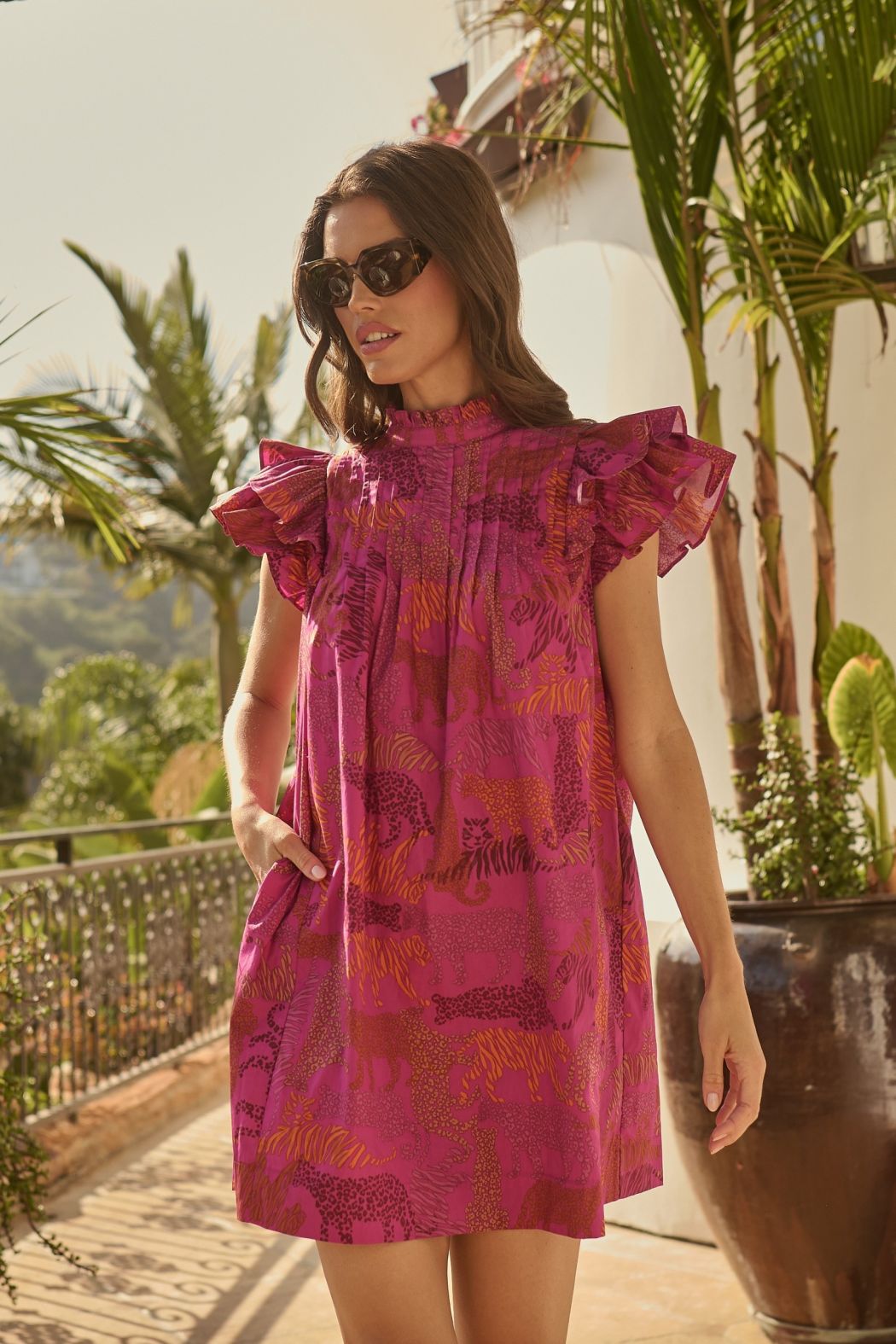 in The Jungle Lovel Shift Mini Dress Magenta / L by Sugarlips