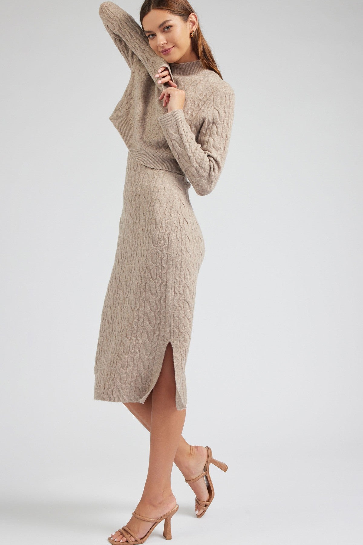 Noa Cable Knit Midi Dress – AHZURI