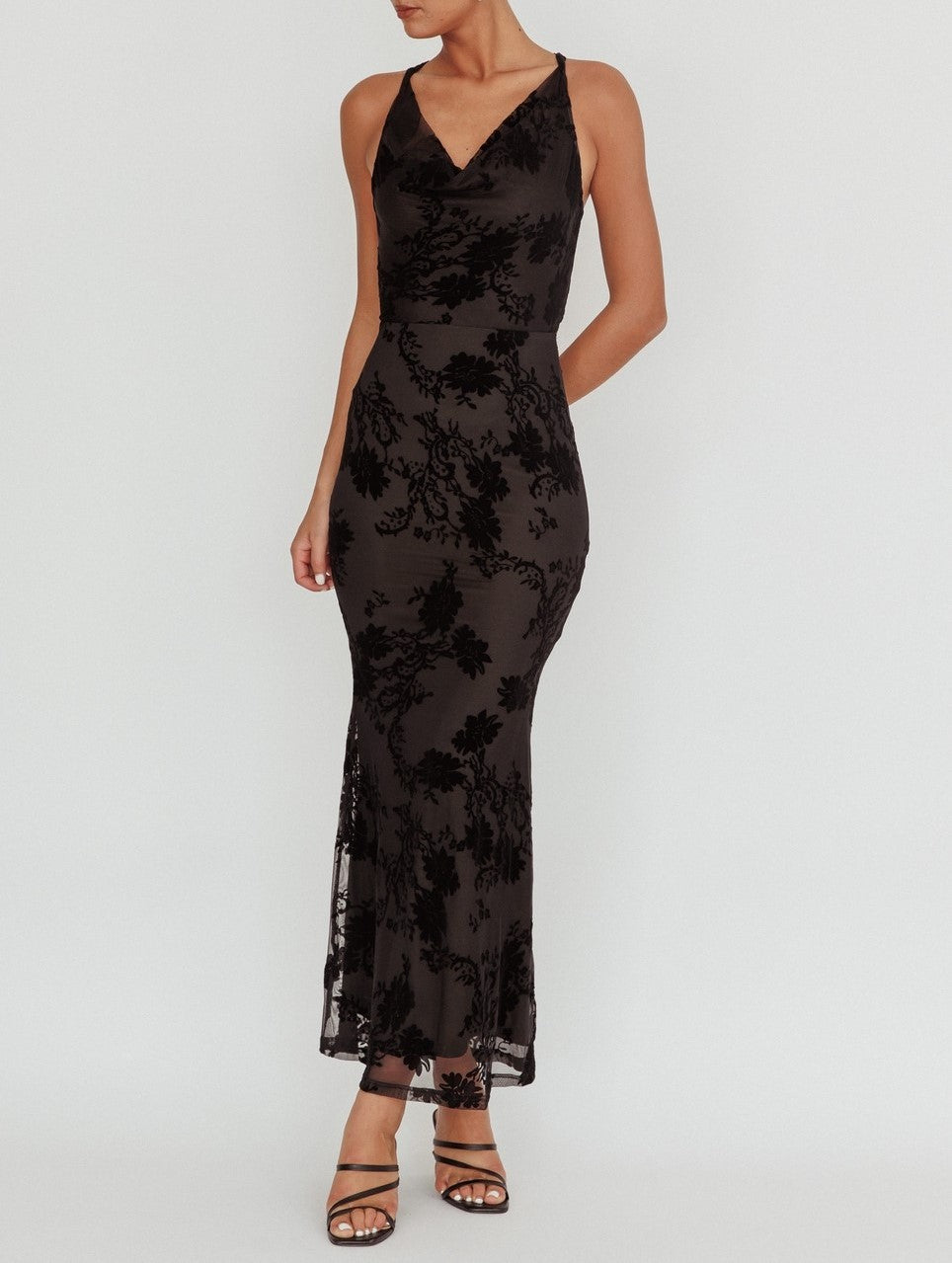 veena maxi dresses Veena Cowl Neck Burnout Maxi Dress