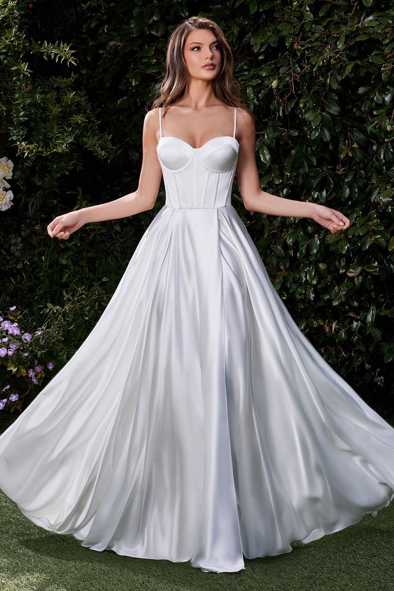 a line satin bustier maxi dress Lady Black Tie - Selma Gown - A-line Luxe Satin Bustier Dress