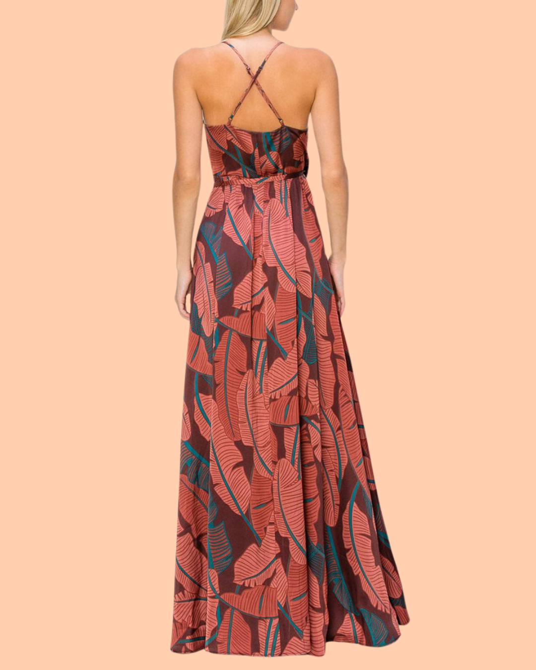 Serenity Leaf Print Maxi Wrap Dress