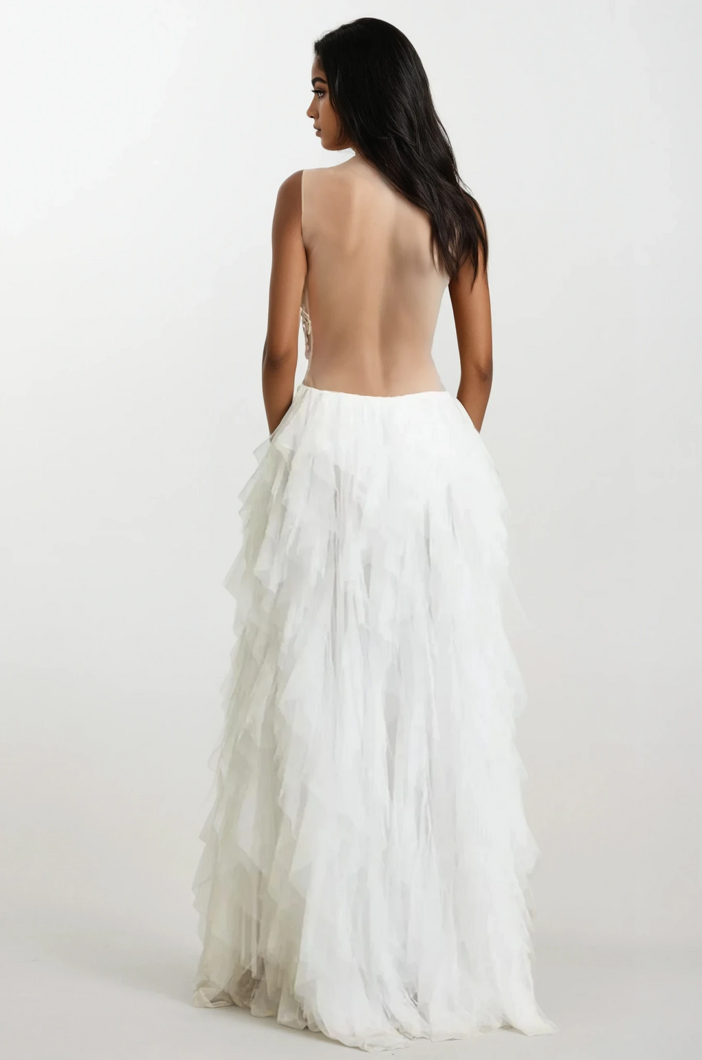 Aaliyah Invisible Vine Embroidered Tulle Dress