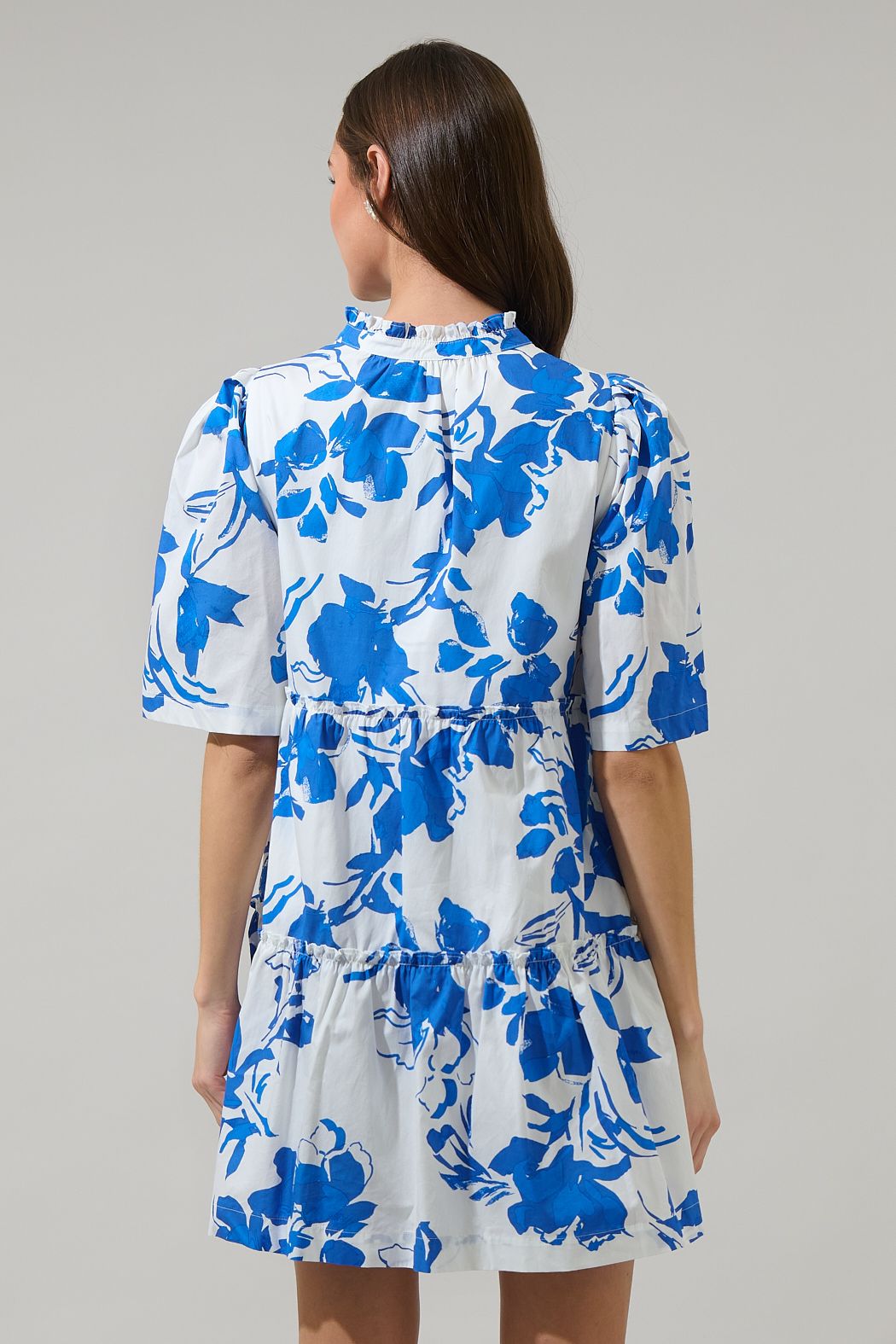 Esme Floral Split Neck Shift Dress