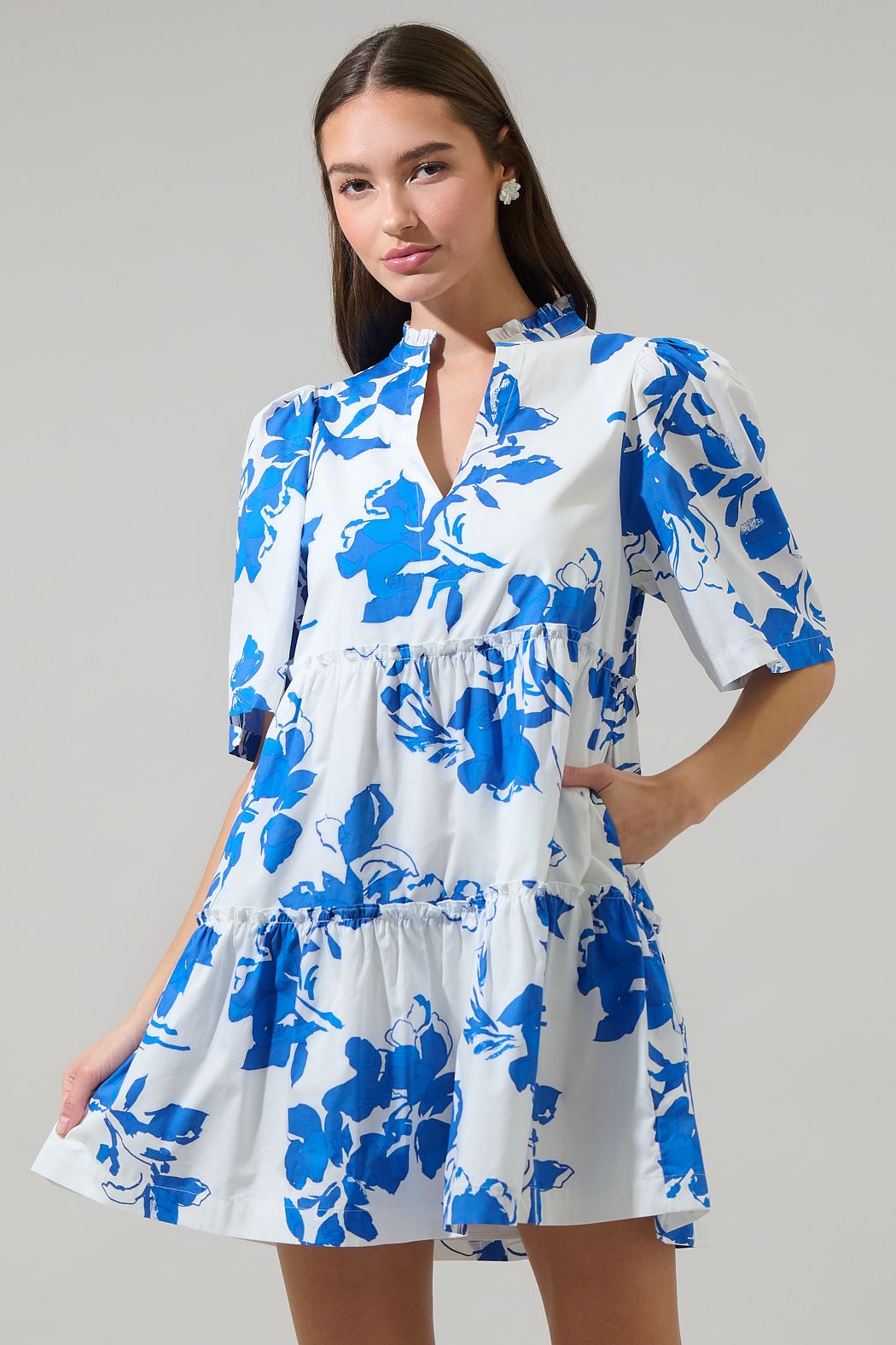 Esme Floral Split Neck Shift Dress