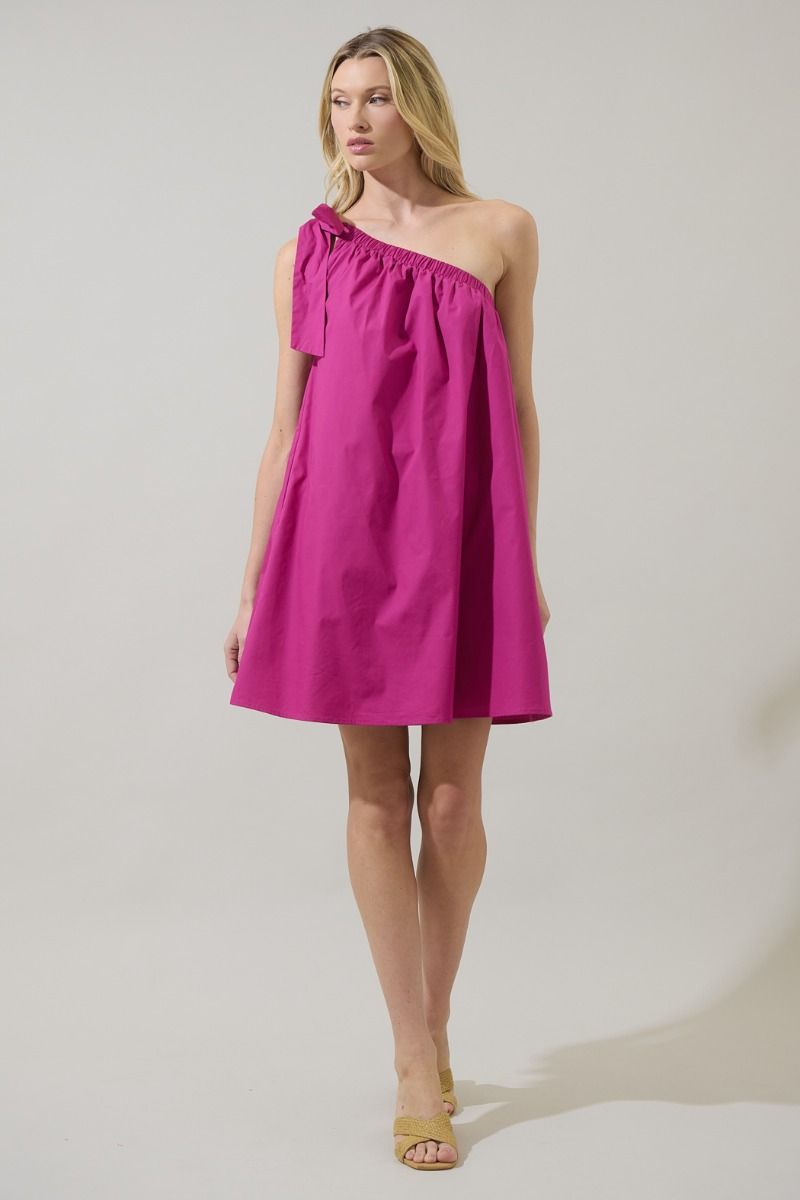 Adley Shift One Shoulder Mini Dress MAGENTA / XL by Sugarlips Adley Shift One Shoulder Mini Dress MAGENTA / XL by Sugarlips