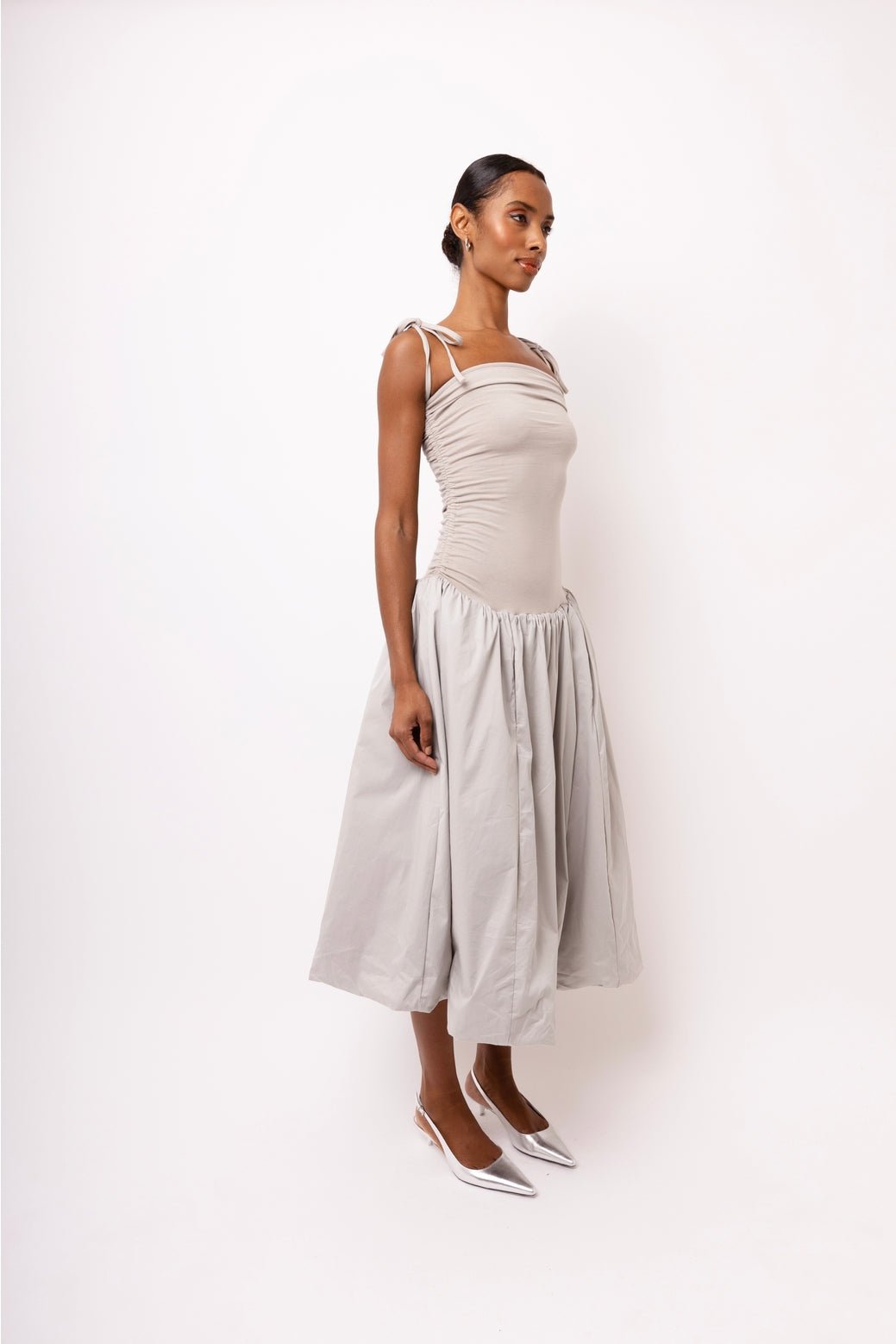 Alexa Light Grey Puffball Dress