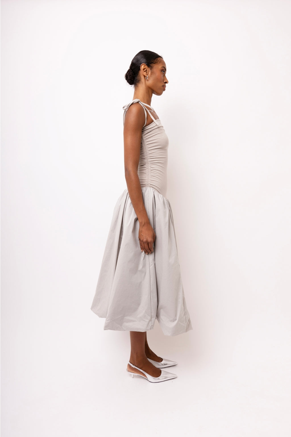 Alexa Light Grey Puffball Dress