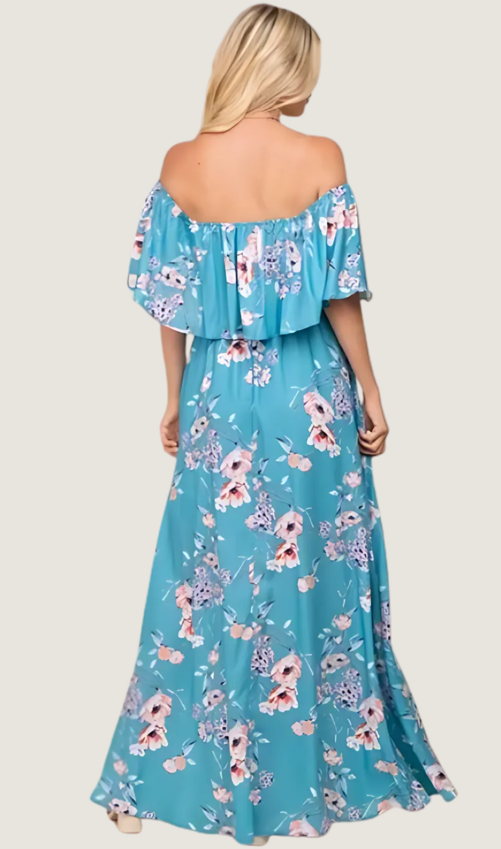 Alicia Floral Off-Shoulder Maxi Dress w/ Side Slit
