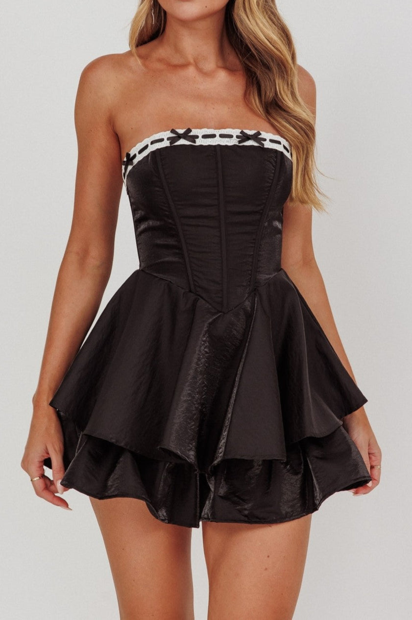 sleeveless corset bow detail mini dress
