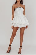 sleeveless corset bow detail mini dress