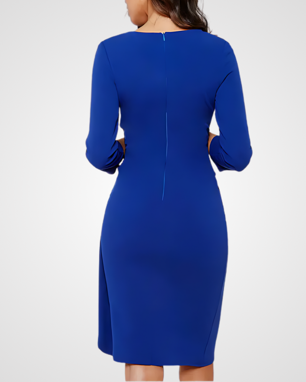 jersey wrap dress 3 4 sleeve R & M Richards Plus Size V-Neck Side Ring Midi Dress - Black