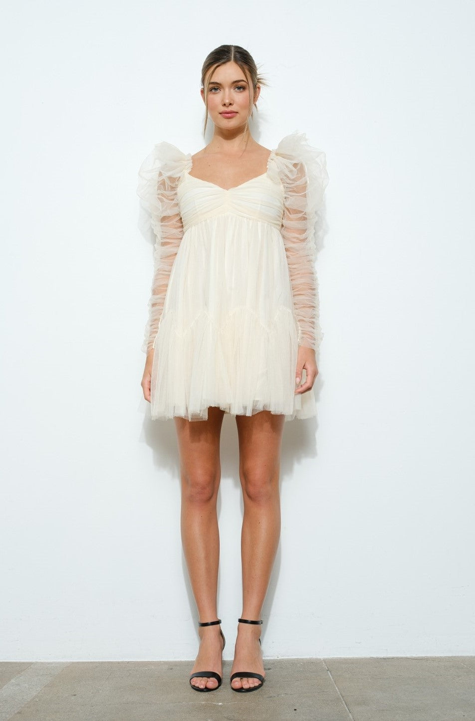 Arabela Tulle Ruched Mini Dress