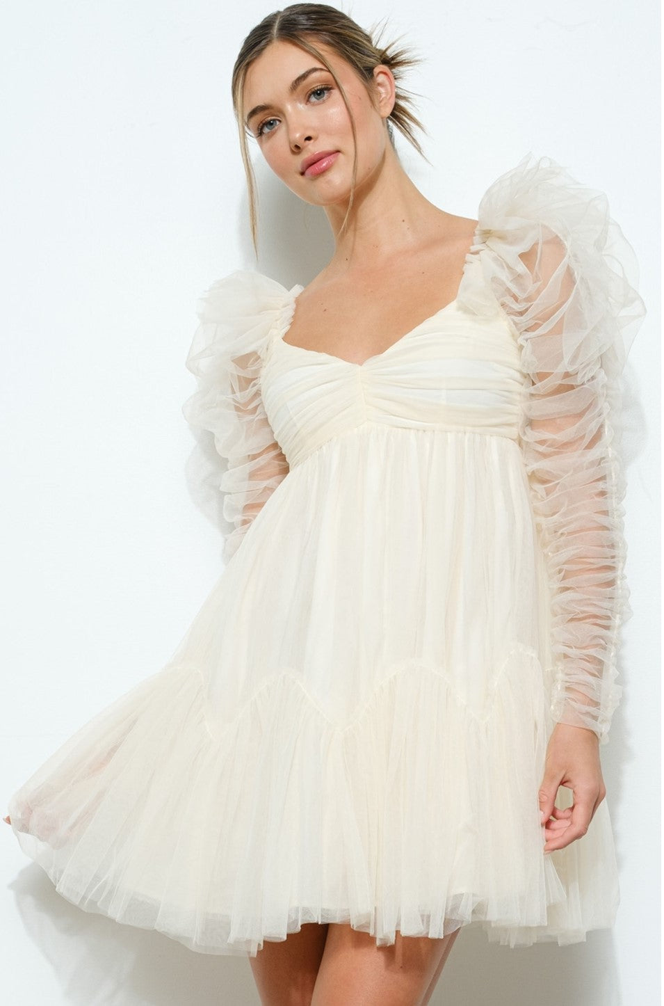 Arabela Tulle Ruched Mini Dress