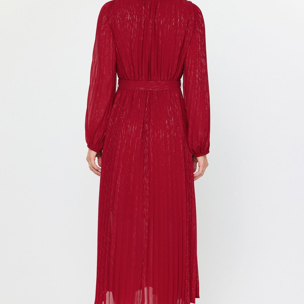 
                      
                        Auriele Pleated Surlice V-Neck Long Sleeve Dress
                      
                    