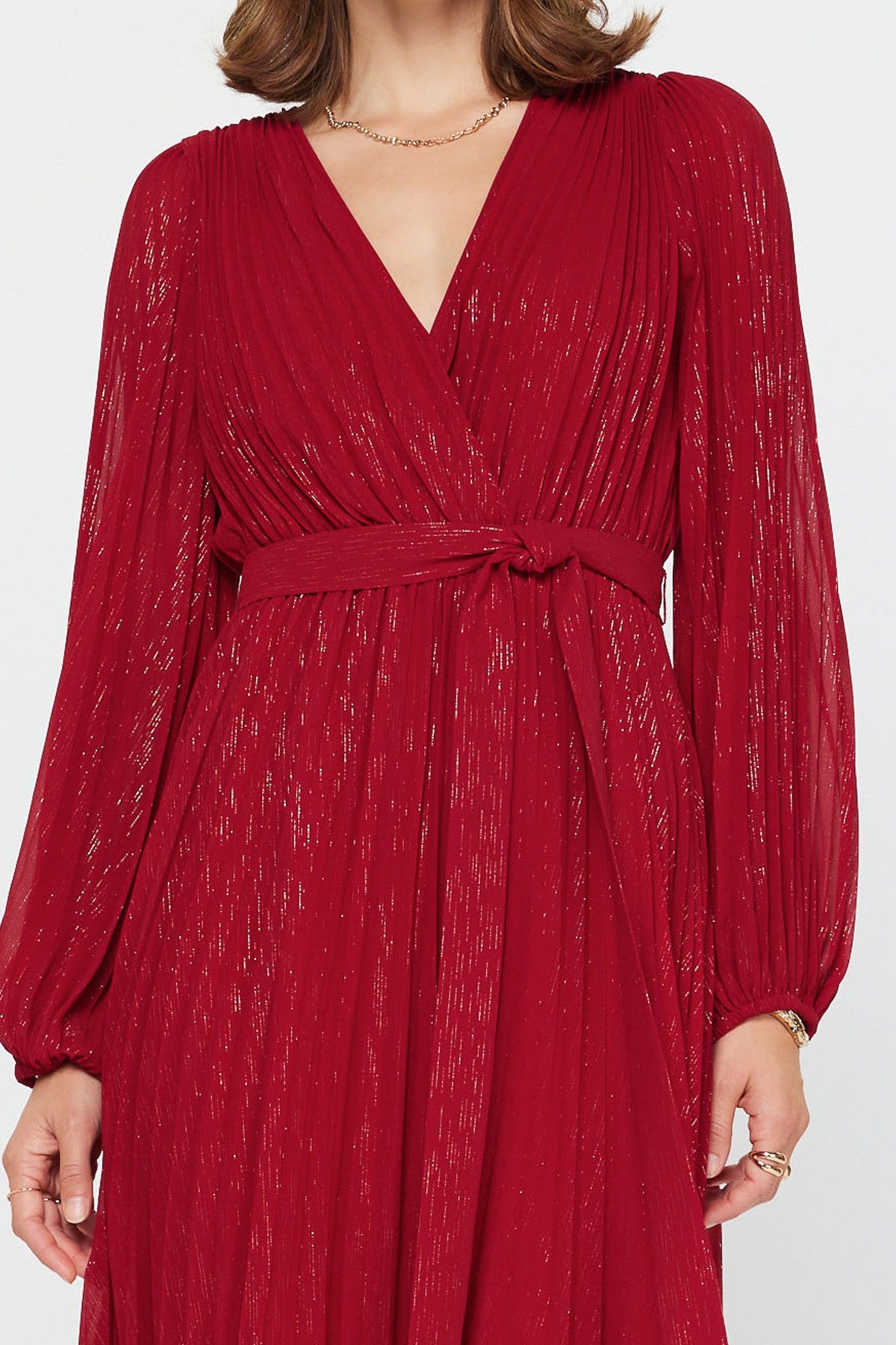 WOMAN RED LONG SLEEVE DRESS