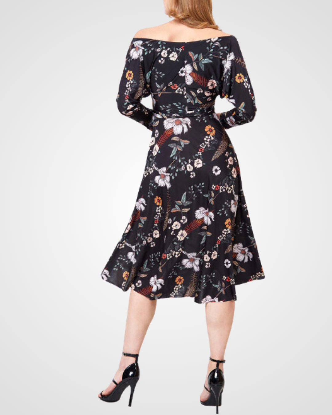 Ava Vintage Long Sleeve Floral Skater Dress