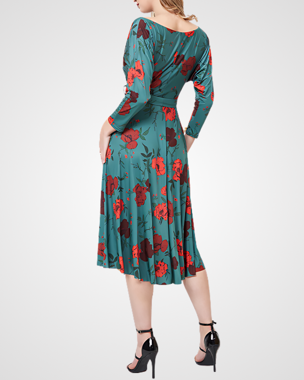 Ava Vintage Long Sleeve Floral Skater Dress