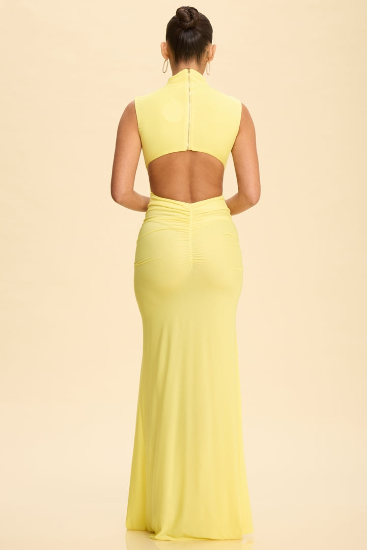 Azula Mock Neck Open Back Maxi Dress Green / Small Azula Mock Neck Open Back Maxi Dress Green / Small