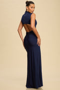 Azula Mock Neck Open Back Maxi Dress