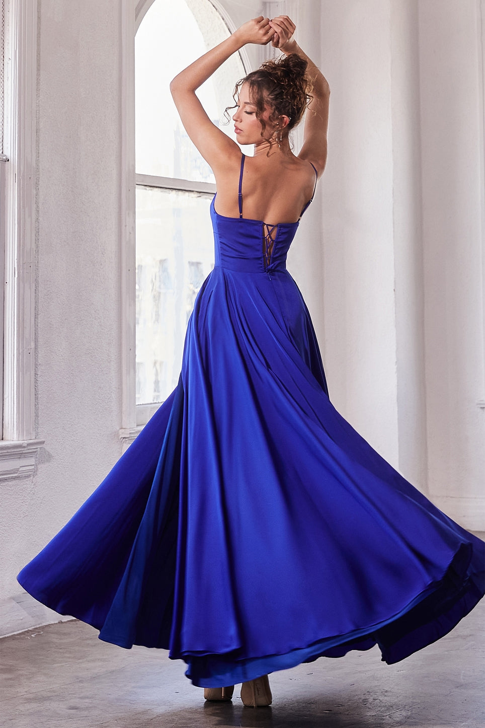 Dorsay Satin A-Line Maxi Gown