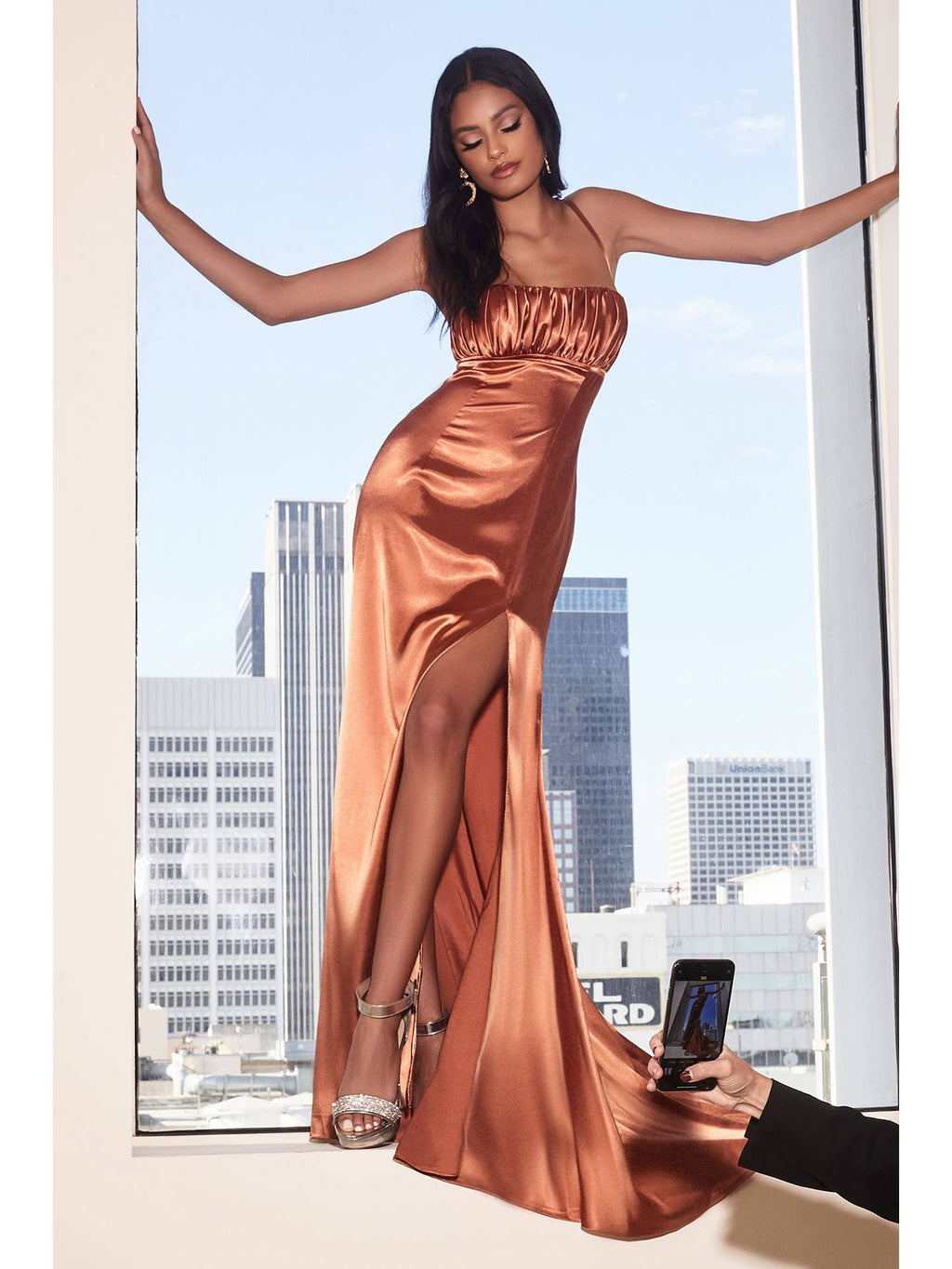 Lorie Ruched Satin Dress