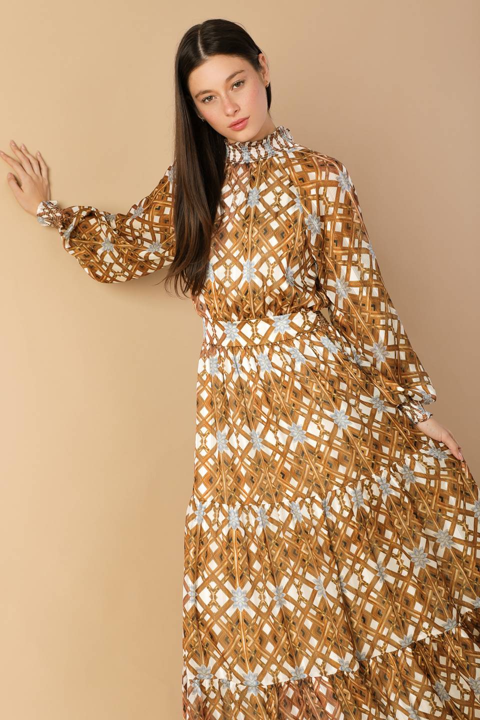 Bea Long Sleeve Chiffon Maxi Dress