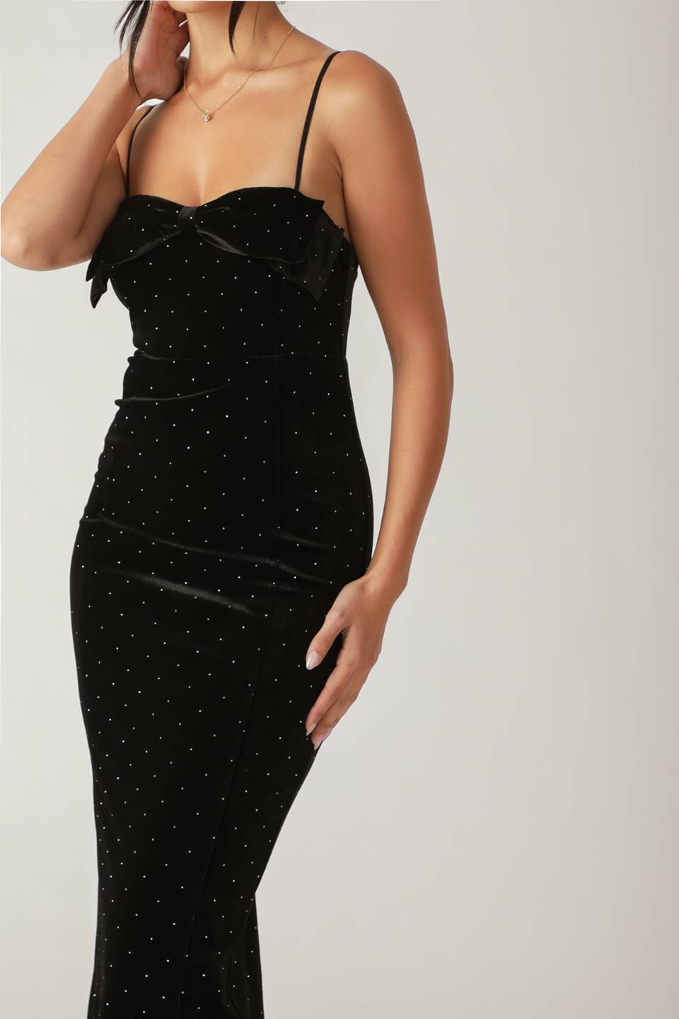 Bella Velvet Bow Midi Dress