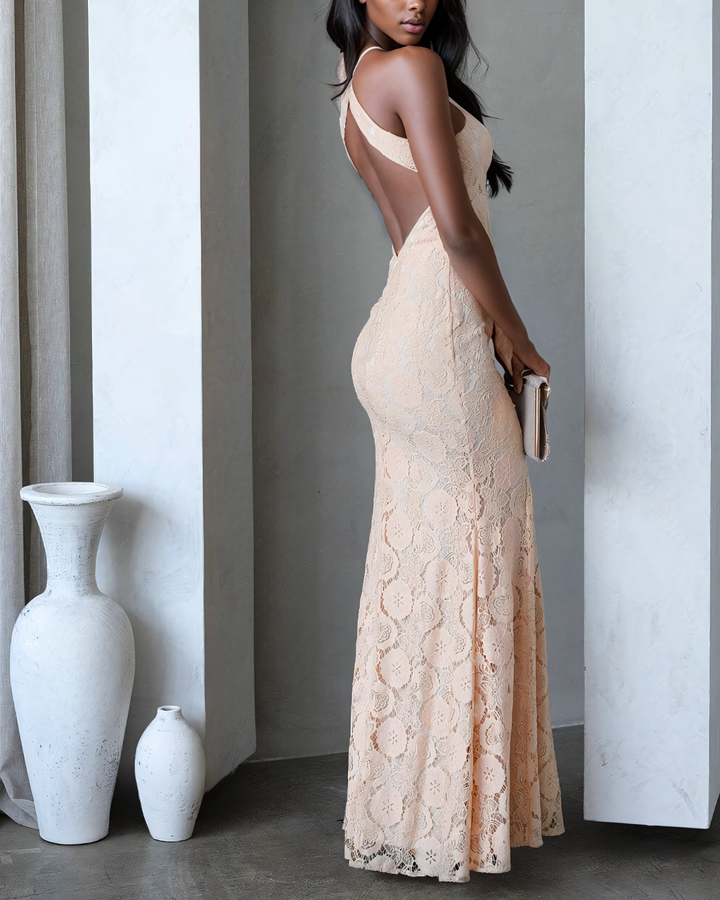 Blushing Beauty Lace Maxi Dress