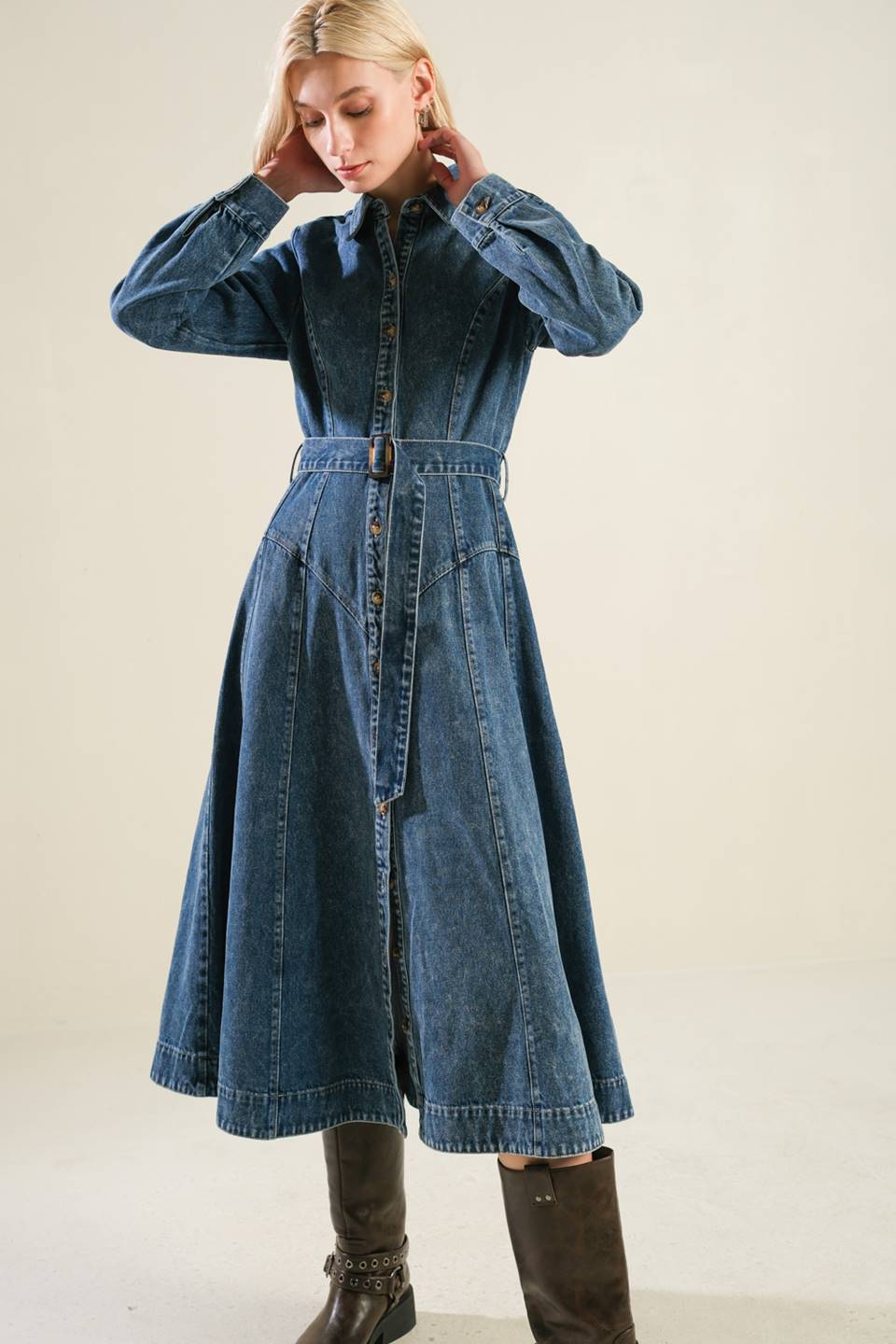 Brix Long Sleeve Denim Dress