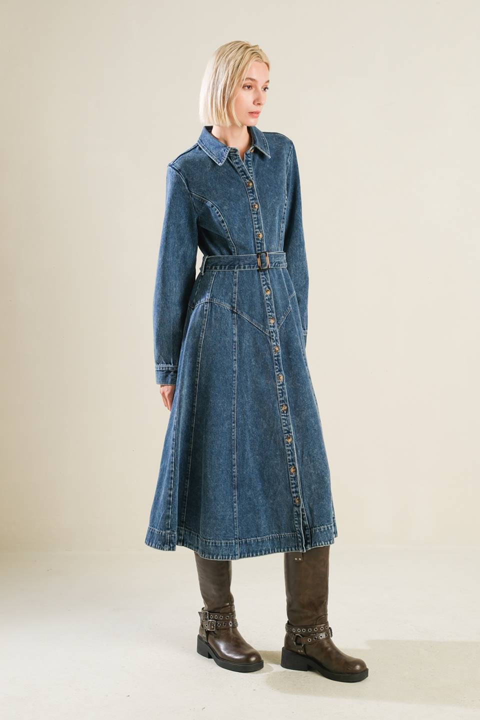 Brix Long Sleeve Denim Dress