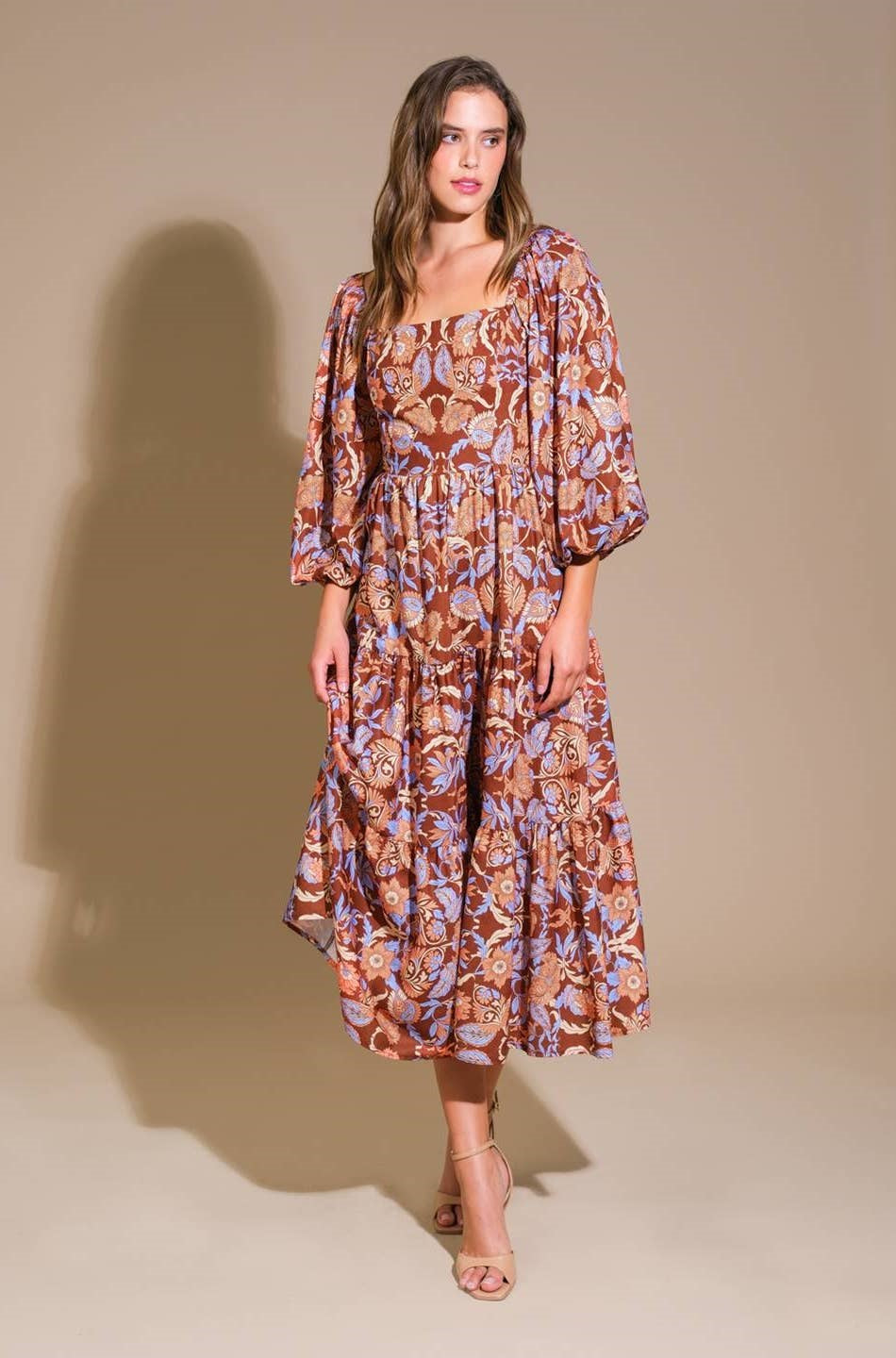 Brynn Printed Woven Midi Dress