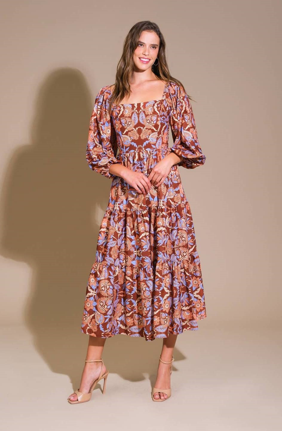 Brynn Printed Woven Midi Dress