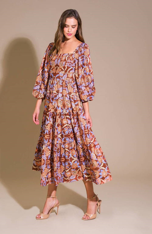 Brynn Printed Woven Midi Dress