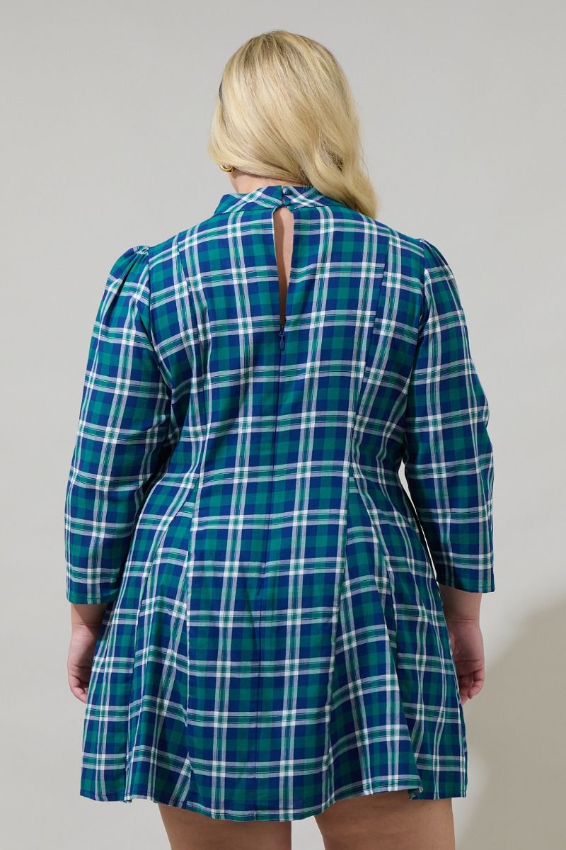 Buckley Plaid Bow Detail Mini Dress Curve