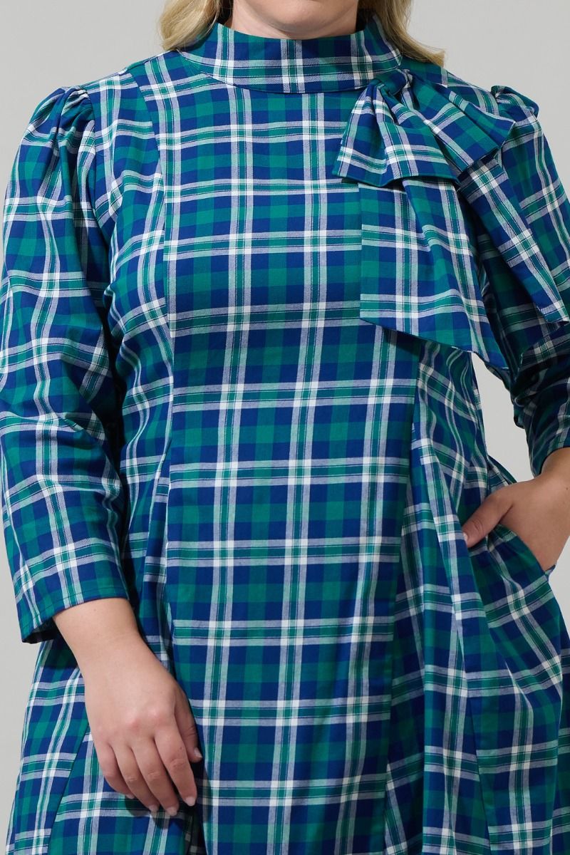 Buckley Plaid Bow Detail Mini Dress Curve
