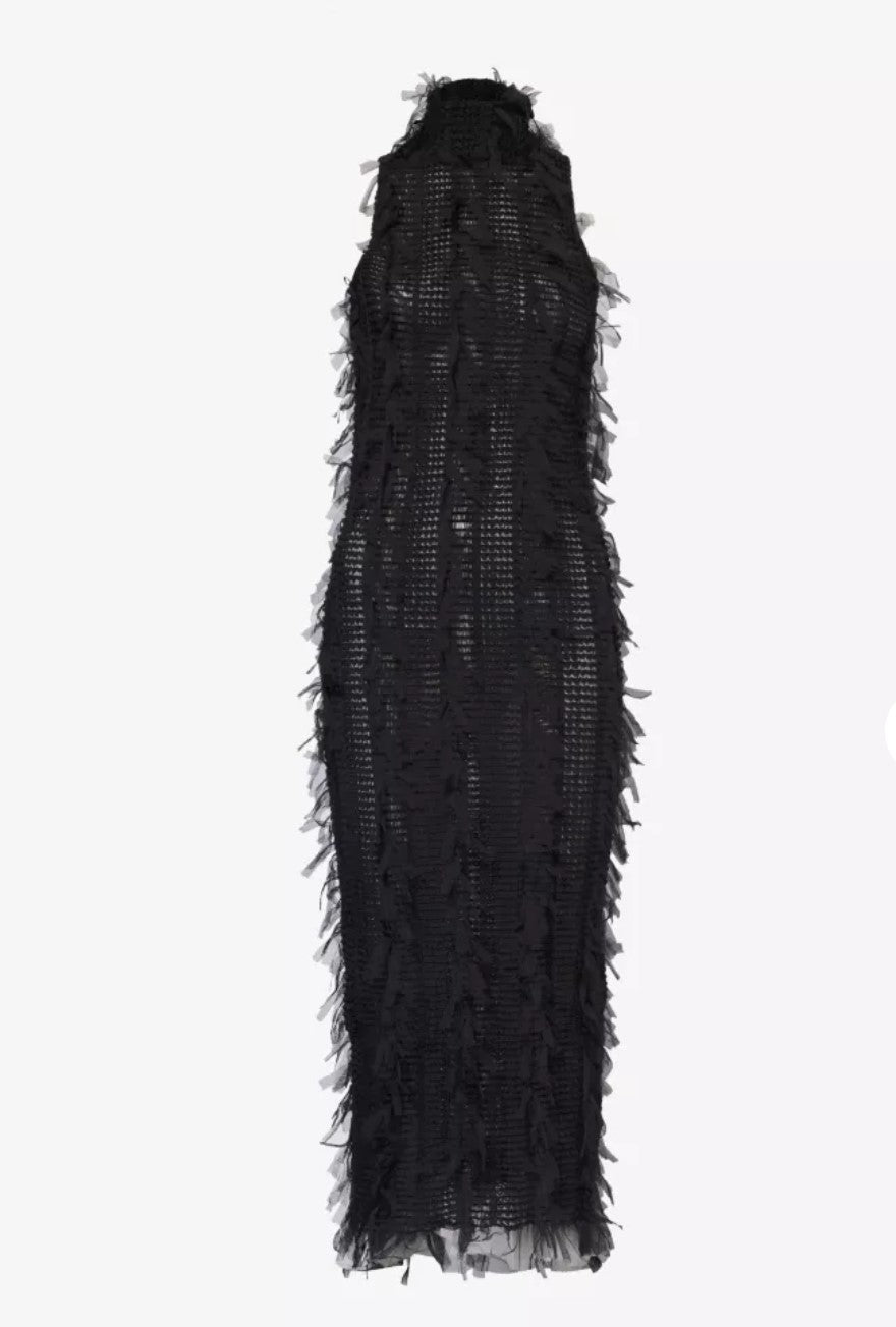 Calla Black High Neck Midi Dress