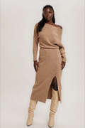 Cari Side Slit Midi Knit Sweater Dress