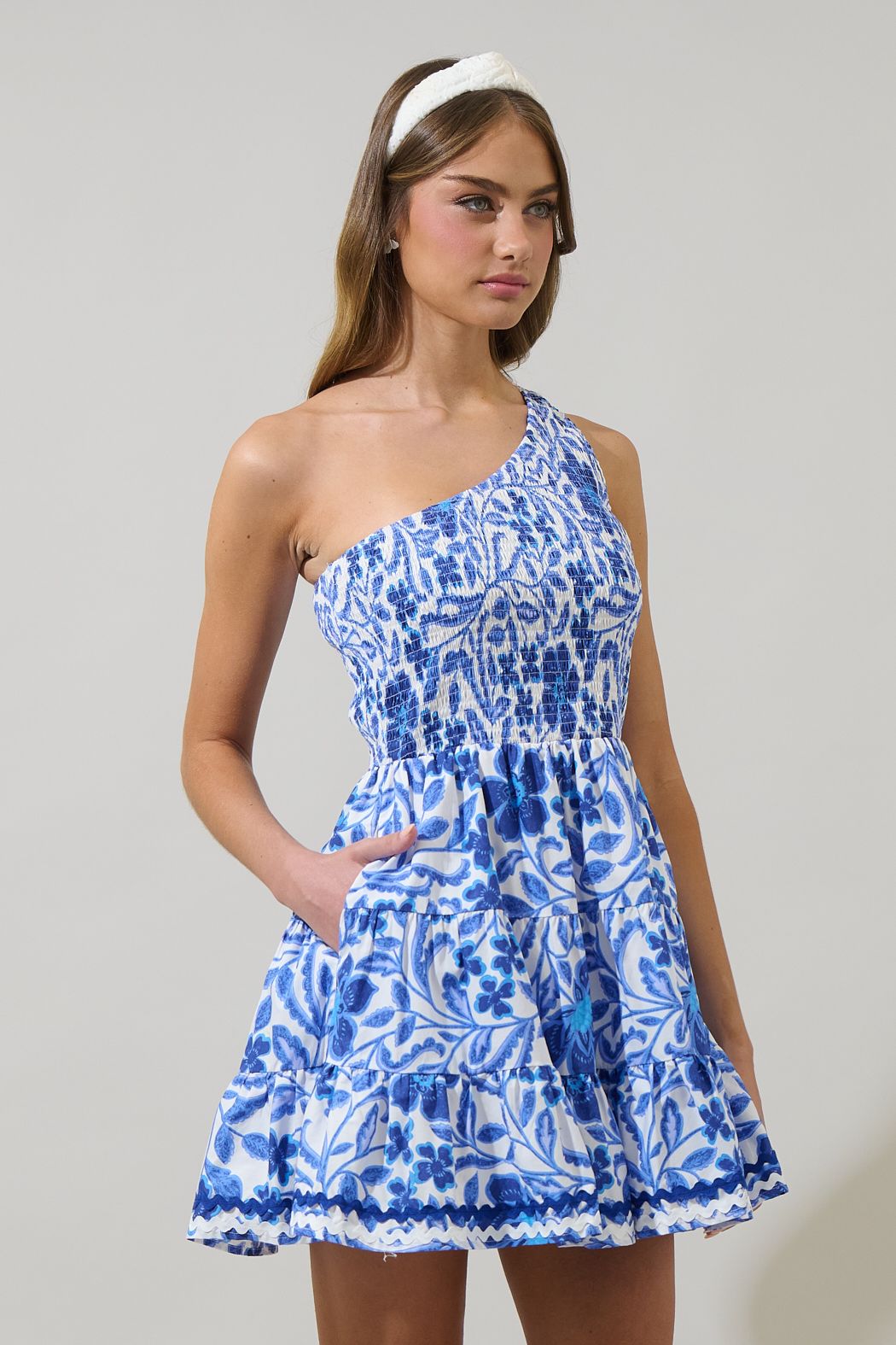 Celeste Floral Remi One Shoulder Mini Dress