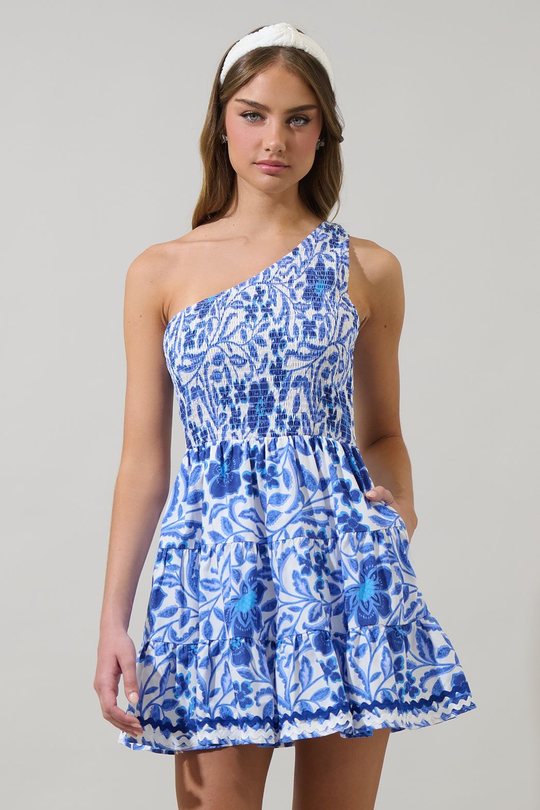 Celeste Floral Remi One Shoulder Mini Dress