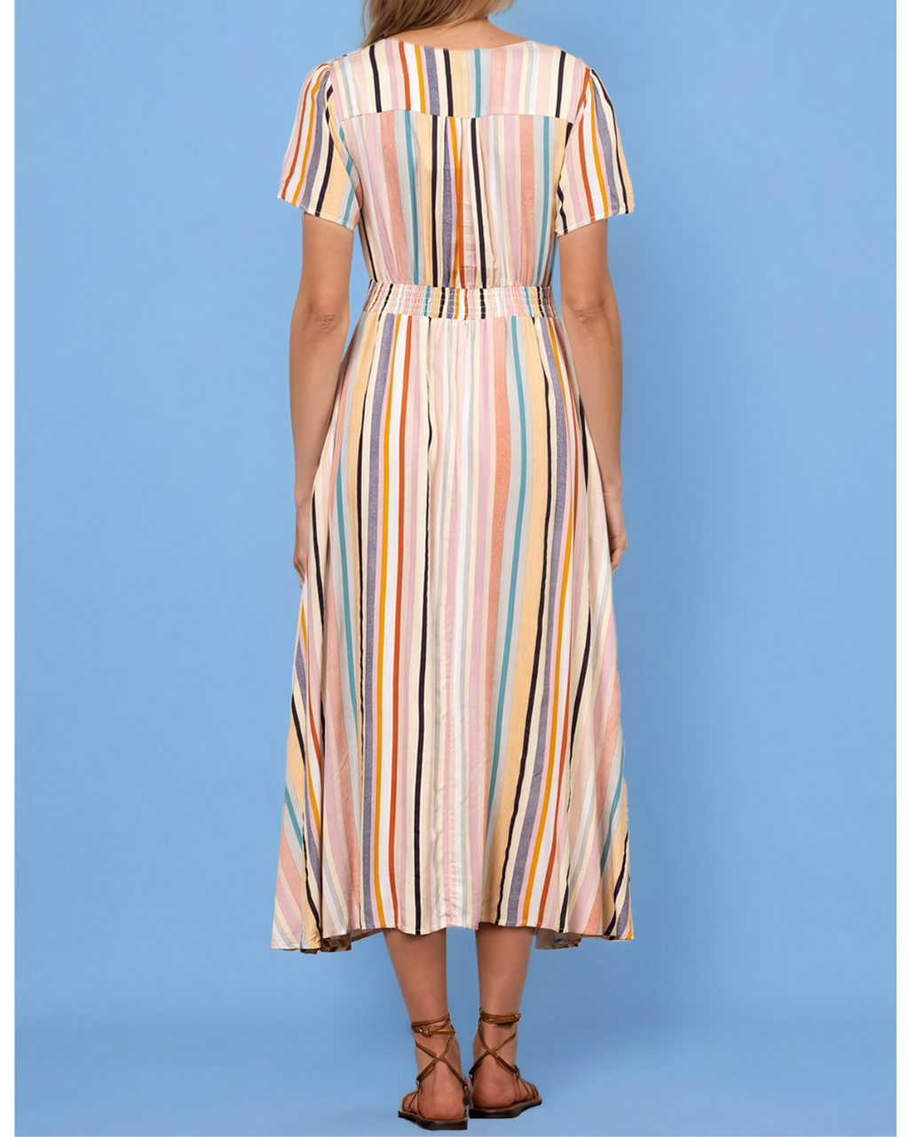 Chloe Multi Striped V-Neck Maxi Dress