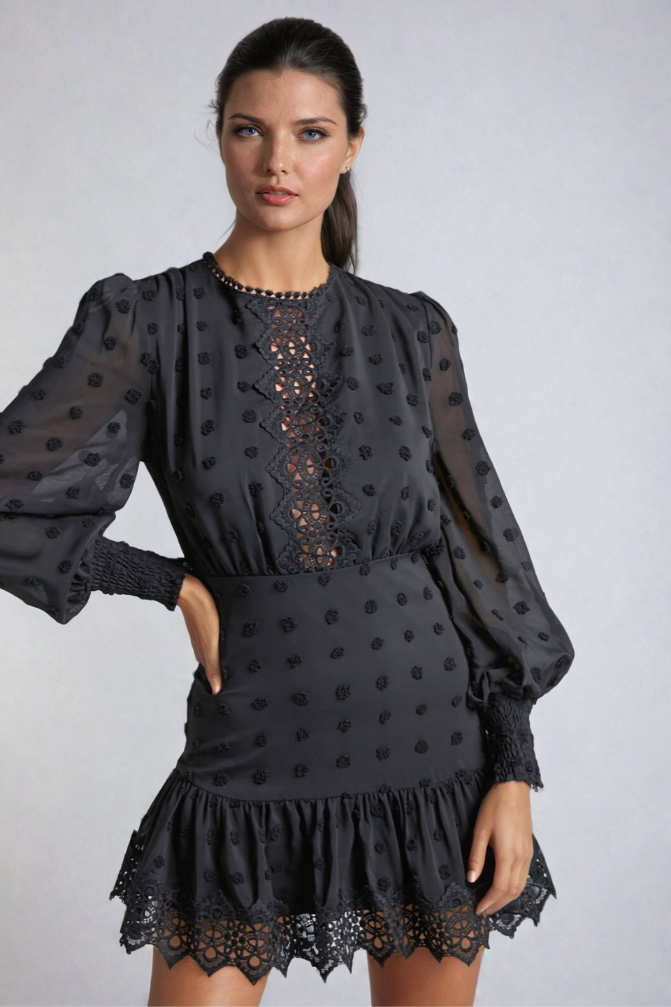 Corinth Swiss Dot Mini Dress