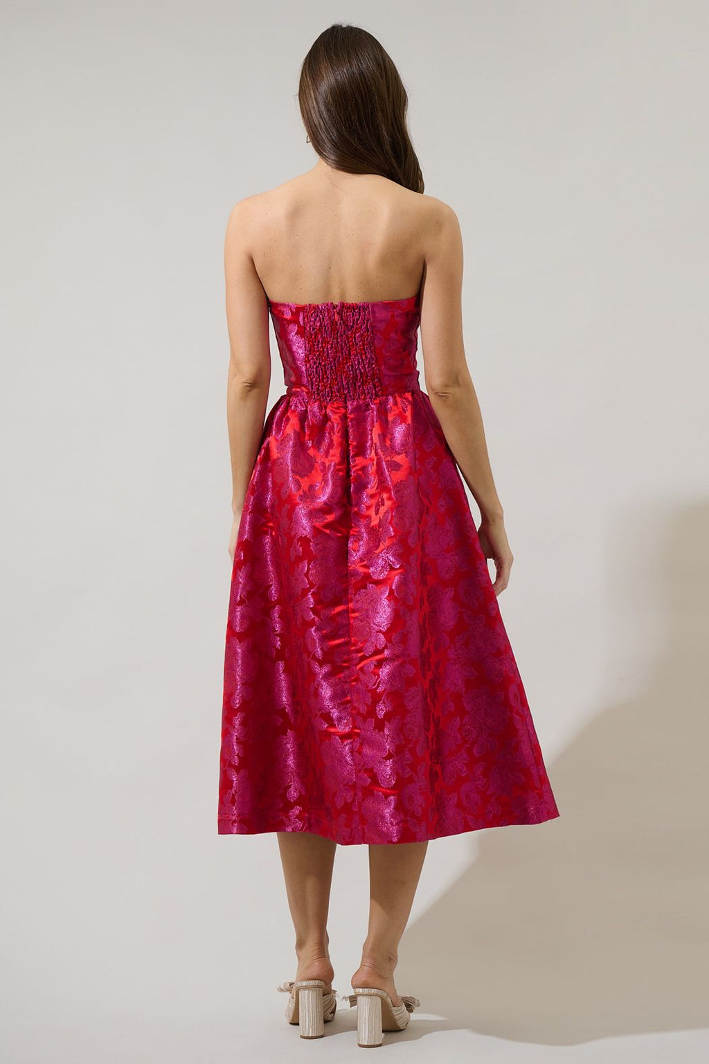 Dellah Floral Strapless Midi Dress