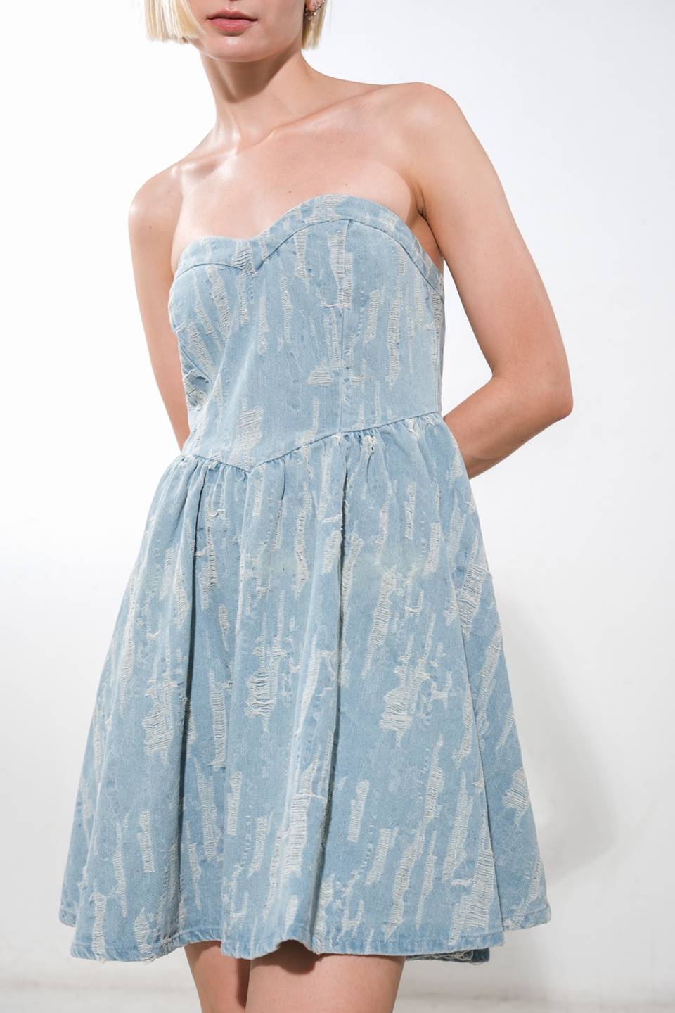 Devan Distressed Denim Mini Dress