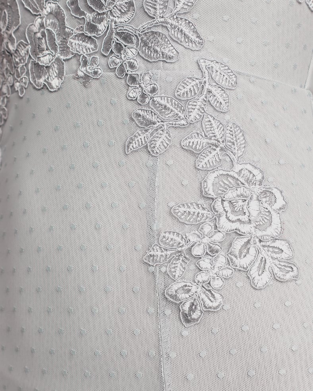 Dreamy Dusk Grey Lace Plunge Maxi Dress