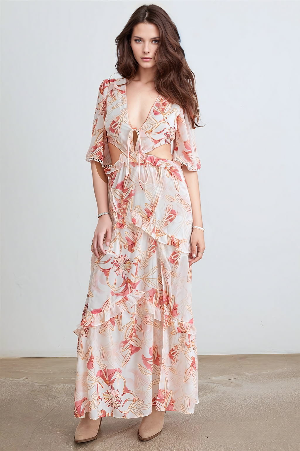 Elise Cut-Out Tiered Maxi Dress