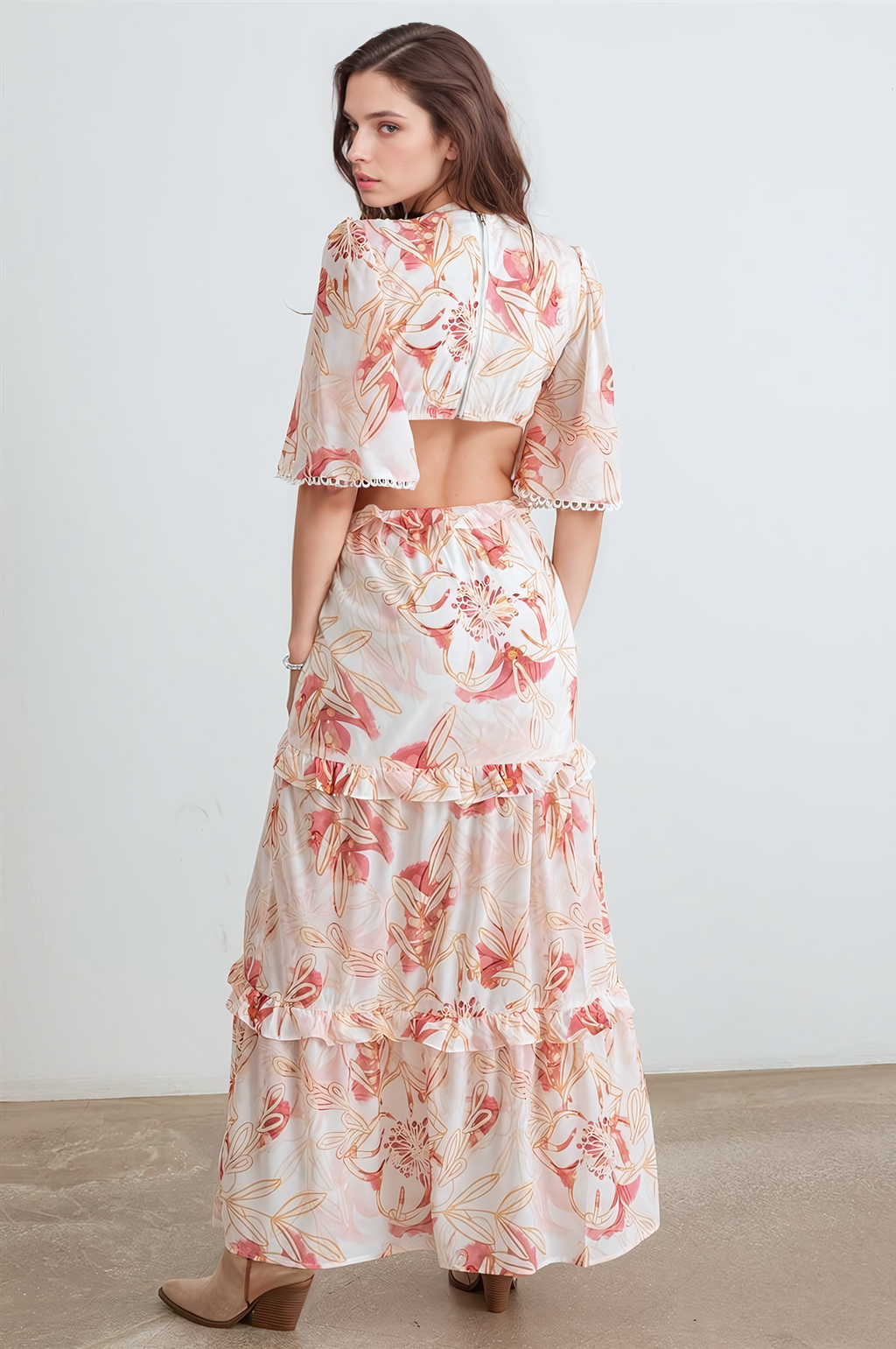 Elise Cut-Out Tiered Maxi Dress